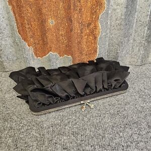 Elegant Black‎ Ruffled Clutch